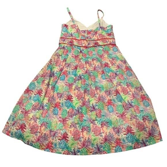 Chetta B Babydoll Dress Tropical Pineapple Novelty Print Multicolor Size 12 - Picture 4 of 13